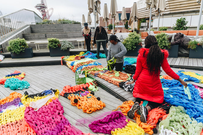 Vibrant yarn bombing by Black Girl Knit Club