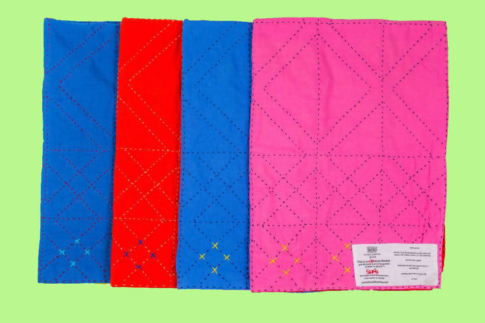 Hand-stitched, multi-purpose baby blanket - Kurigram (Geometric) Design