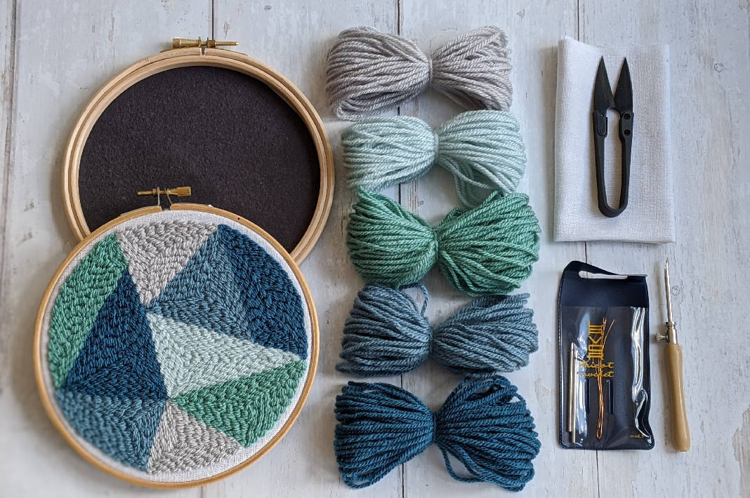 Geo punch needle kit for the beginner: Kit + Guide