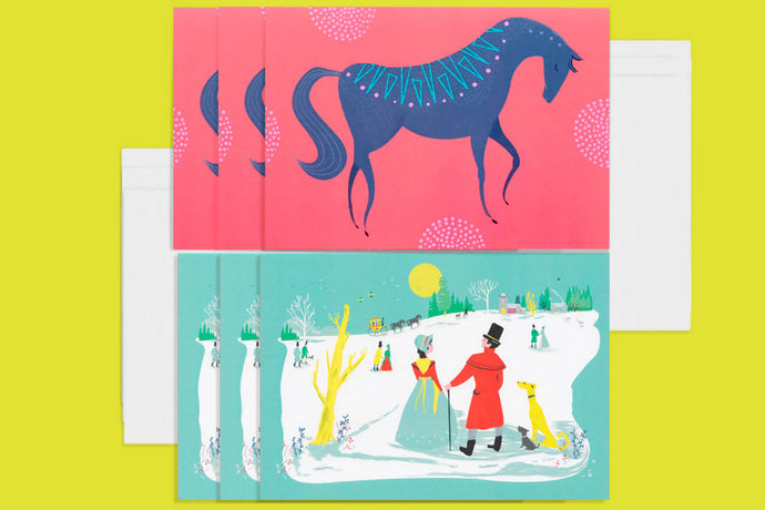 Winter village / sun horse pack of six greetings cards mix: Greetings cards