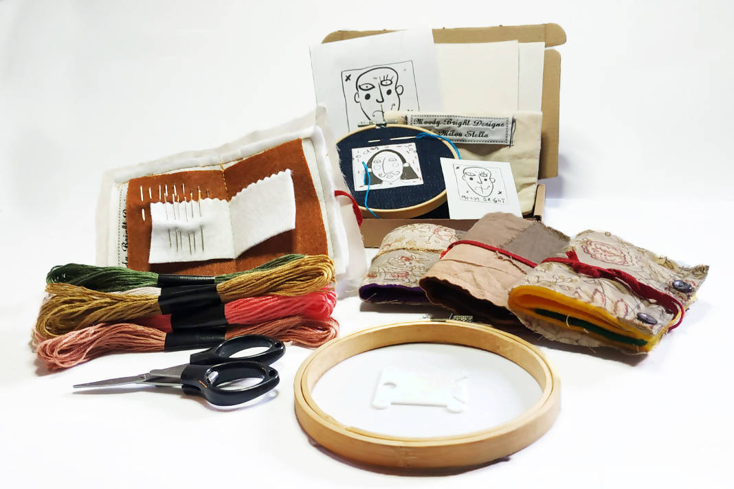 Handmade needle pouch with embroidery + sewing kit