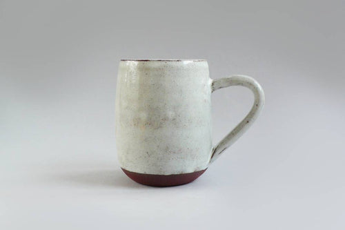White stoneware beer mug