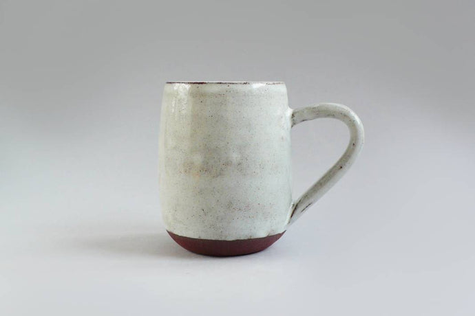 White stoneware beer mug